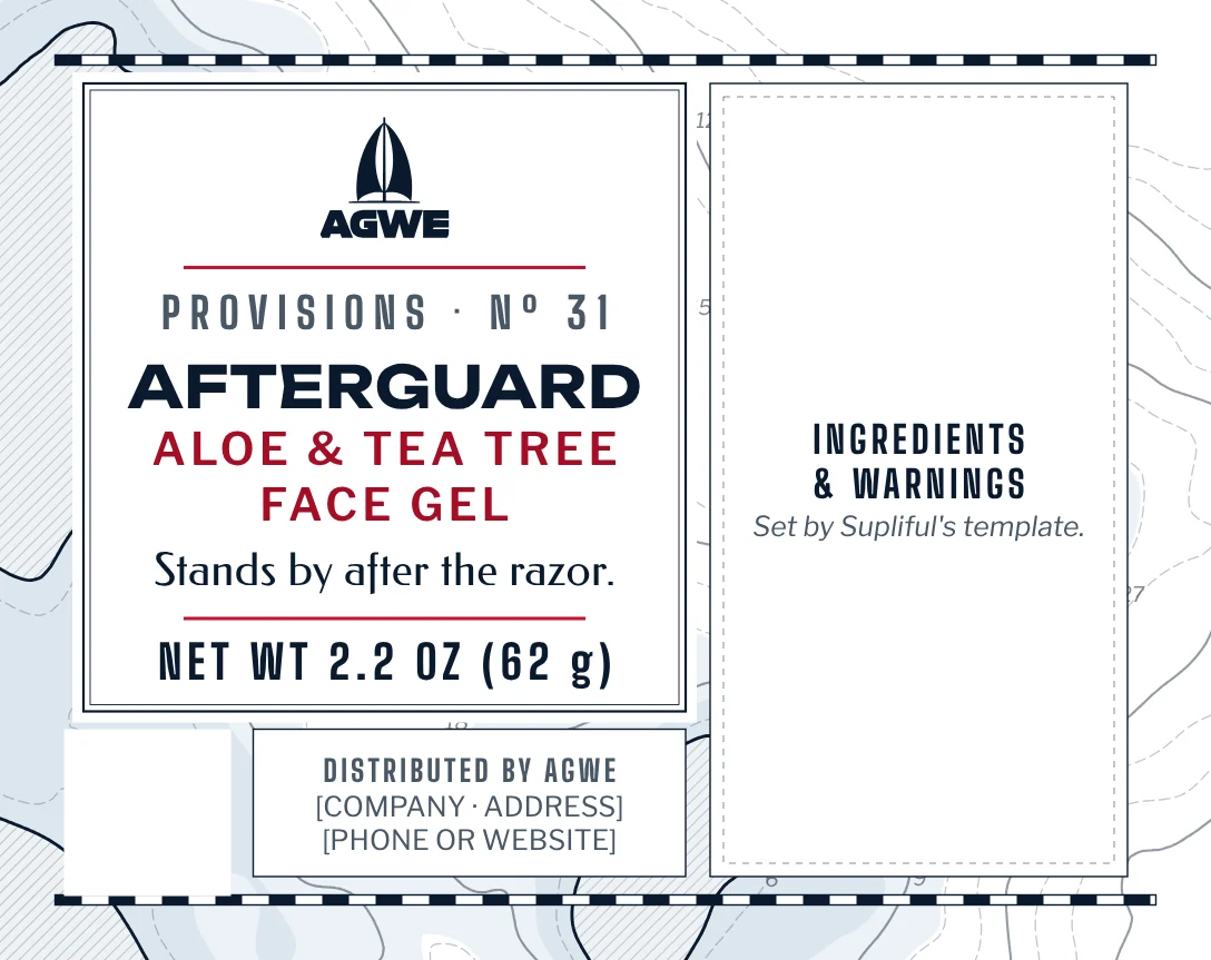 The full AFTERGUARD label, unrolled