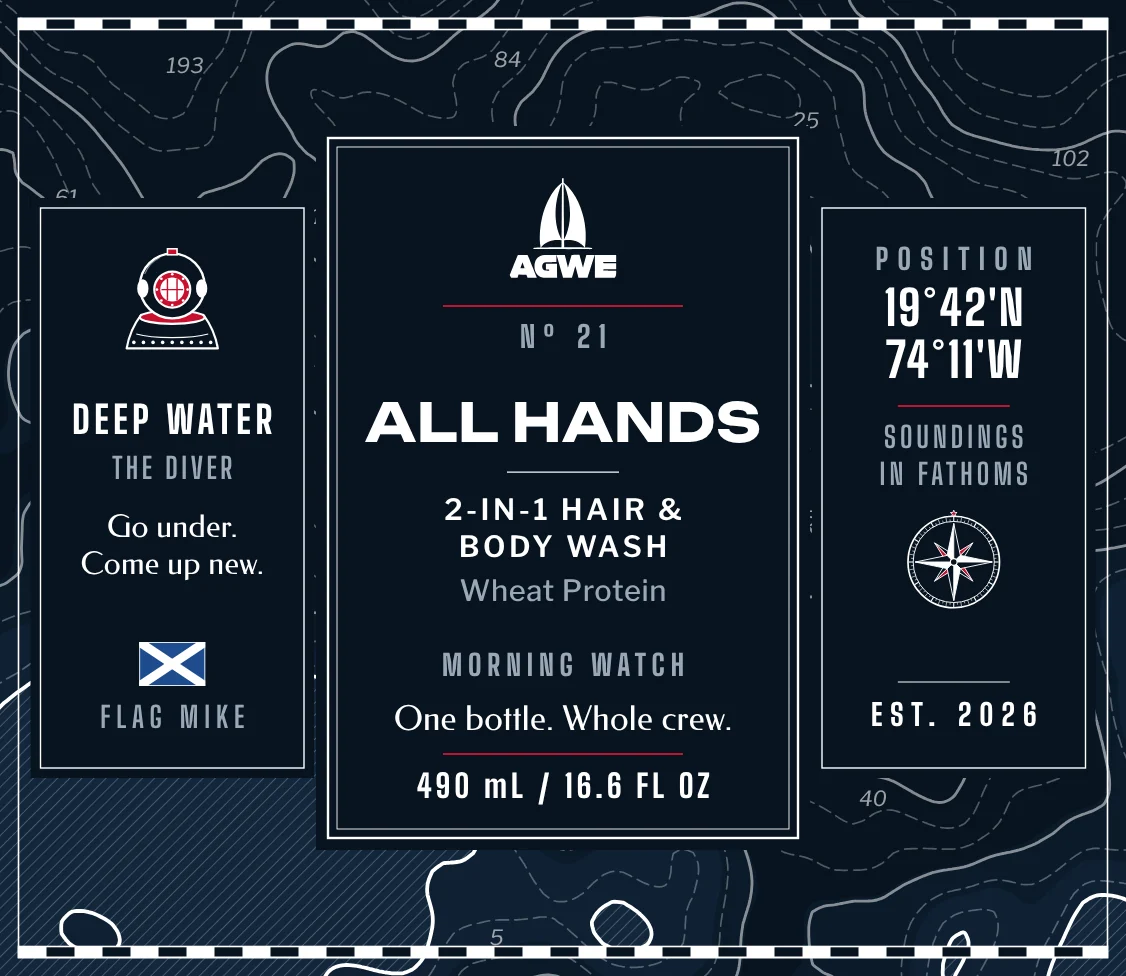 The full ALL HANDS label, unrolled