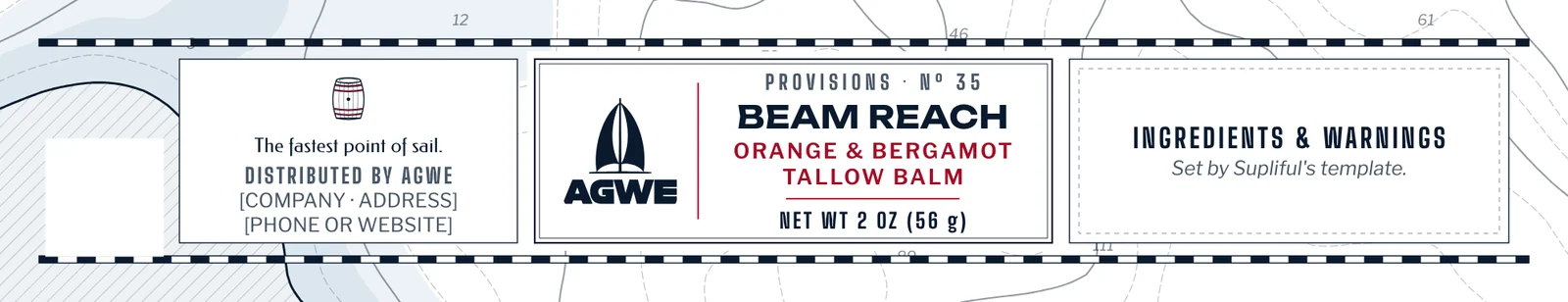 The full BEAM REACH label, unrolled