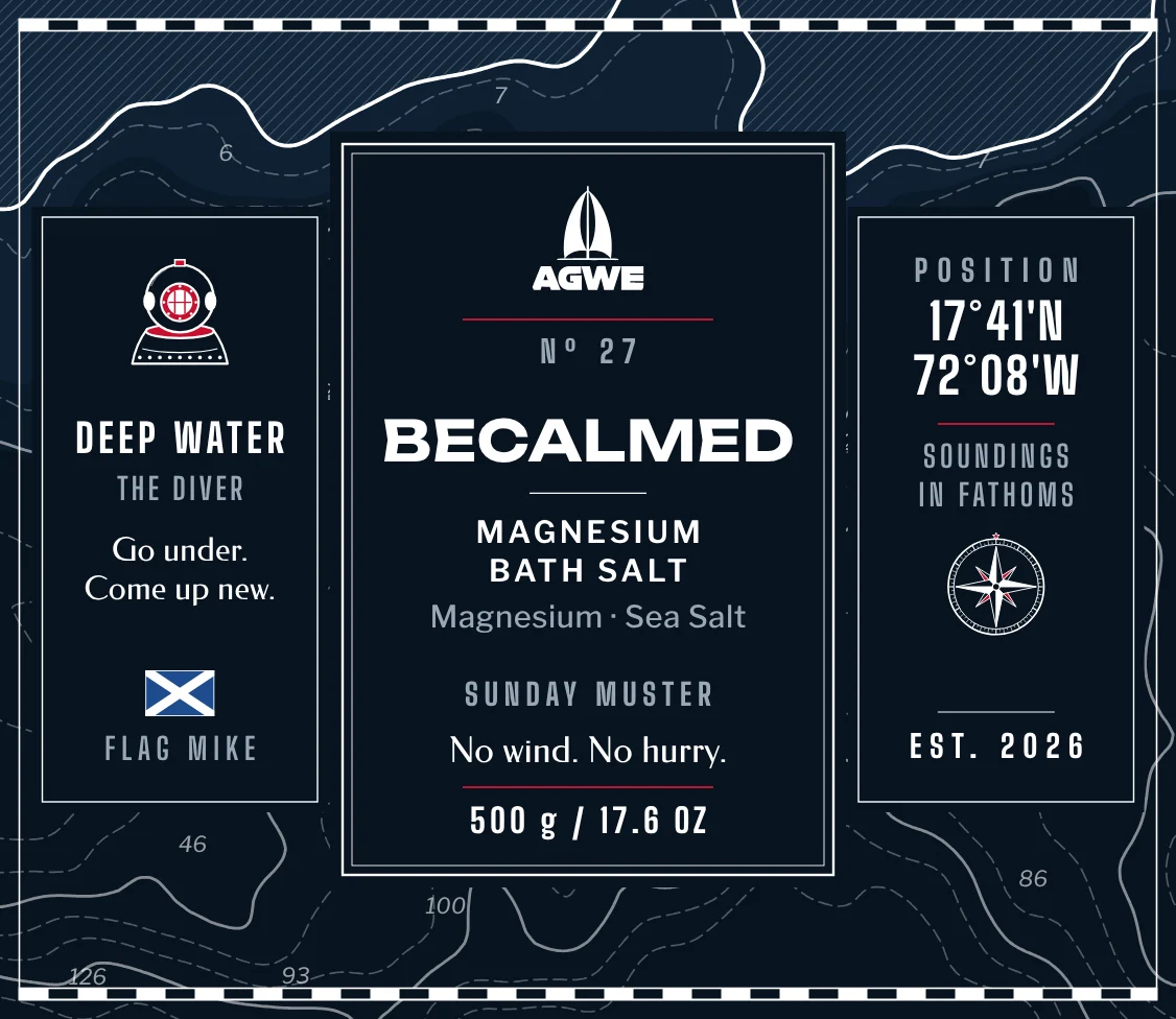 The full BECALMED label, unrolled