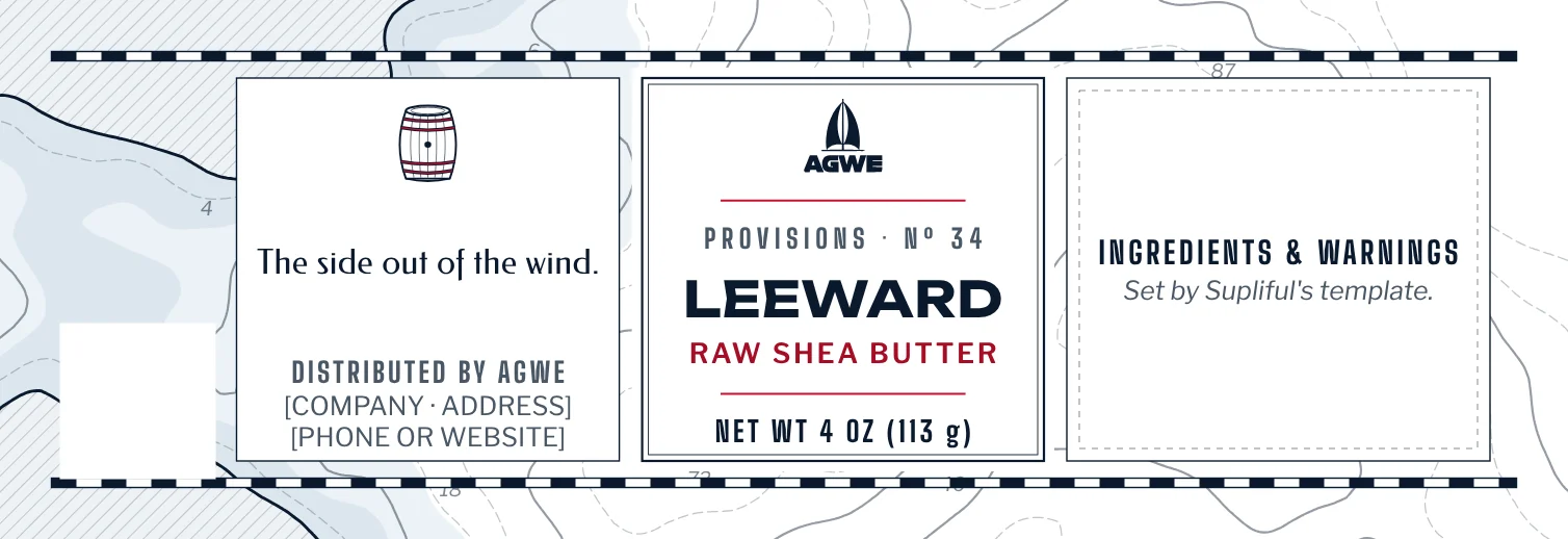 The full LEEWARD label, unrolled