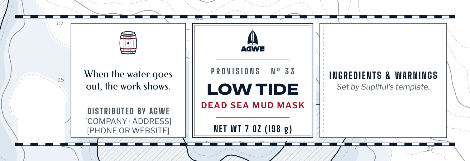 The full LOW TIDE label, unrolled