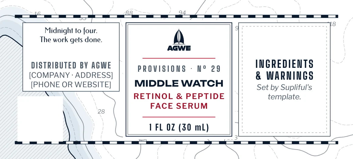 The full MIDDLE WATCH label, unrolled