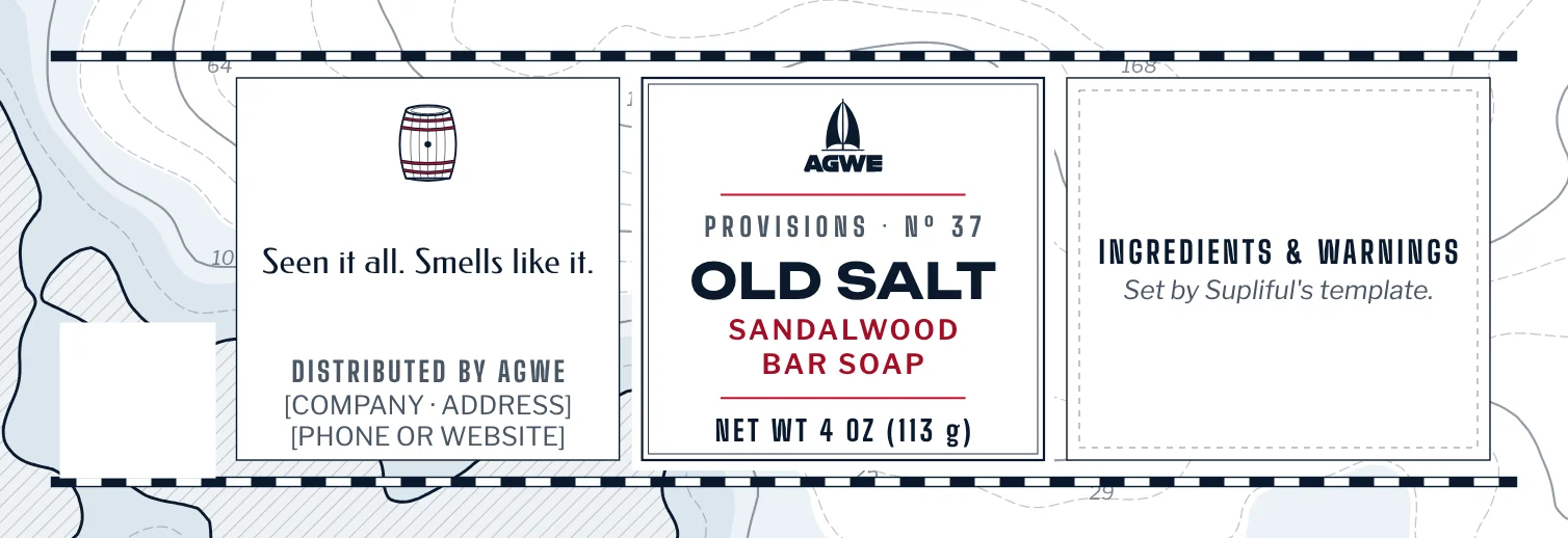 The full OLD SALT label, unrolled
