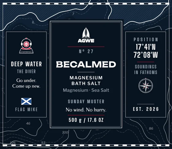 BECALMED label