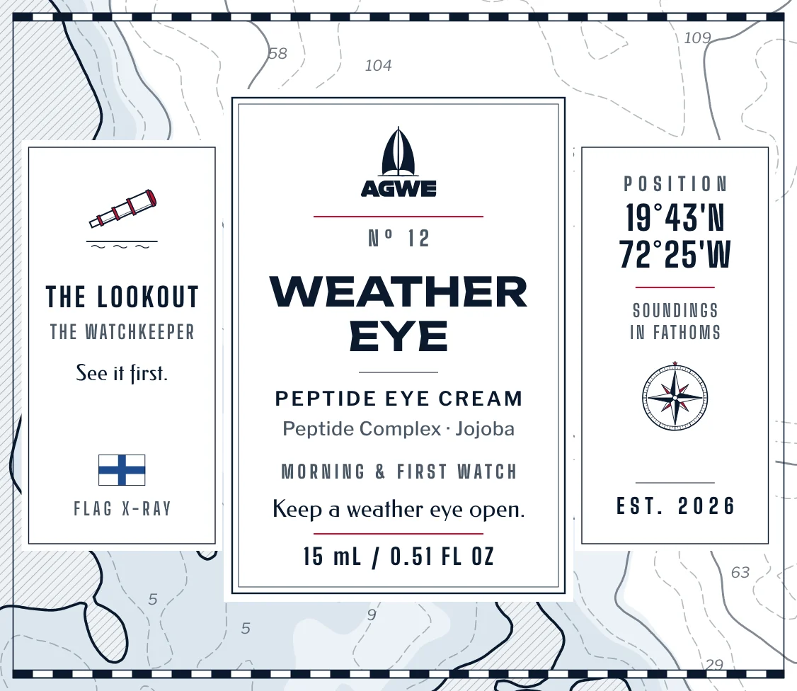 The full WEATHER EYE label, unrolled
