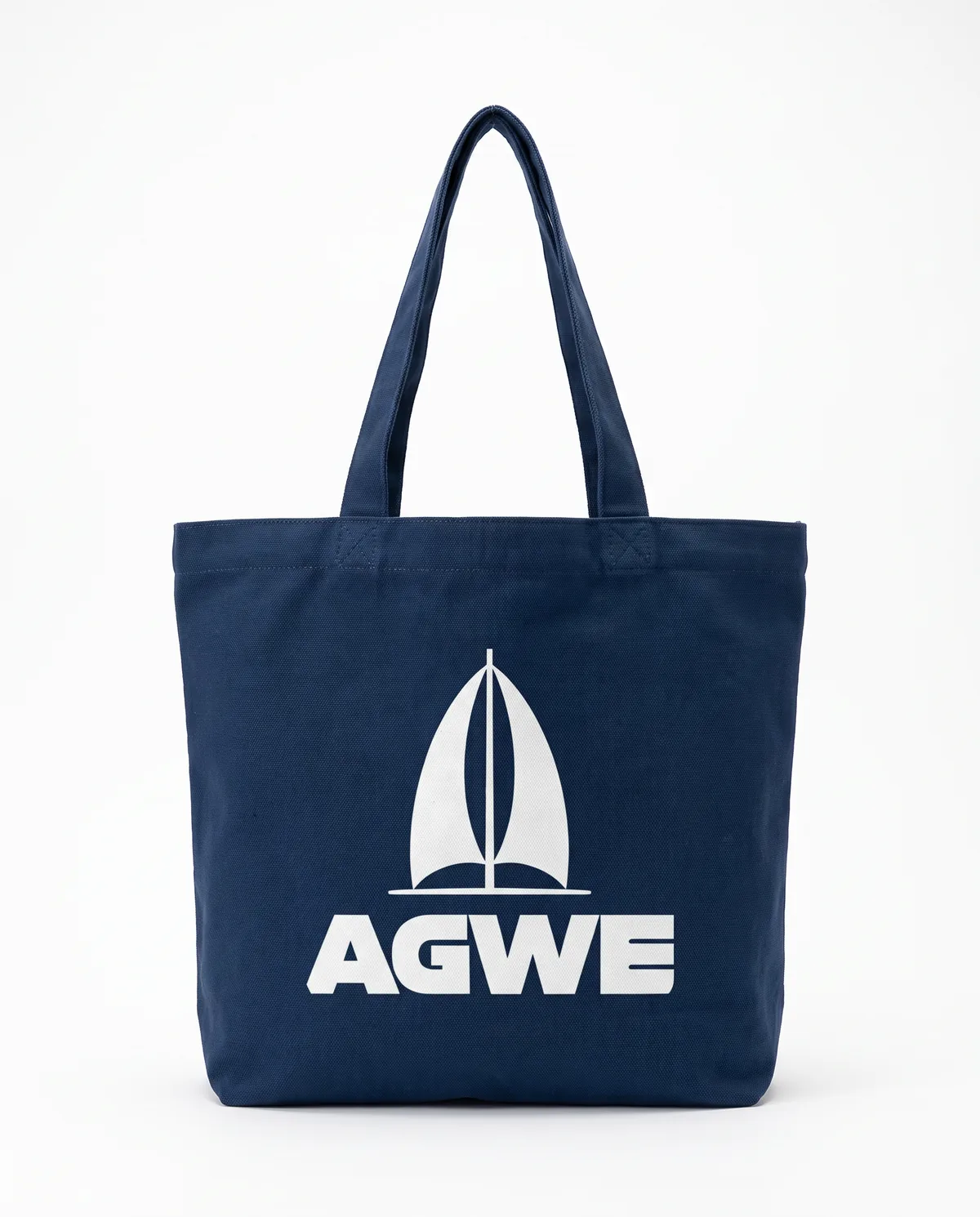 The Shore Tote: Navy canvas, the lockup